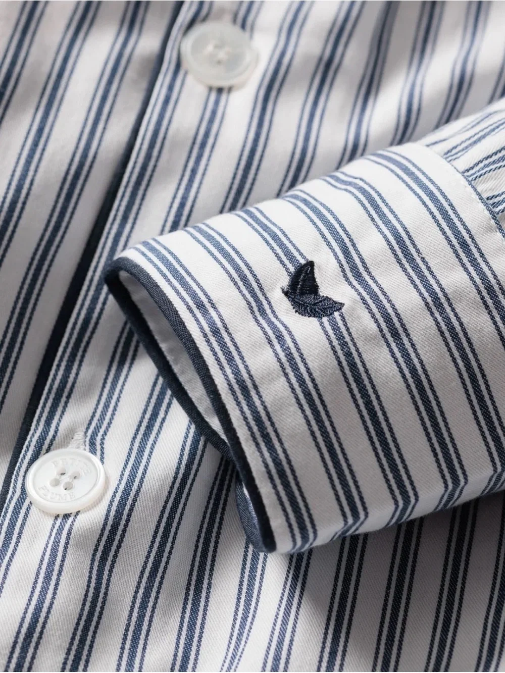 Kid's Twill Pajama Set in Navy French Ticking